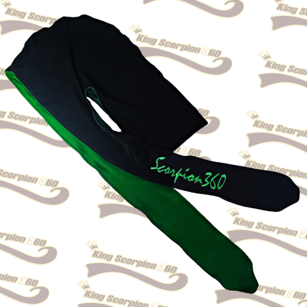 Large Fat-Lace Reversible Silk Du-Rag | Panther Black & Hunter Green
