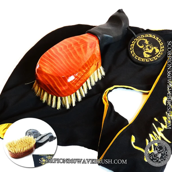 King Scorpion 360 Leather Grip Custom Made Wave Brush | Cherry