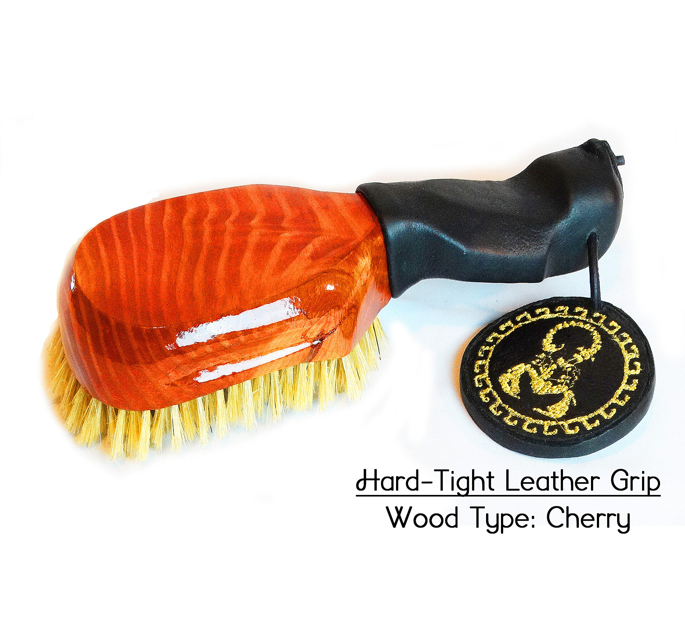 King Scorpion 360 Leather Grip Wave Brush | Cherry Wood Hard Tight