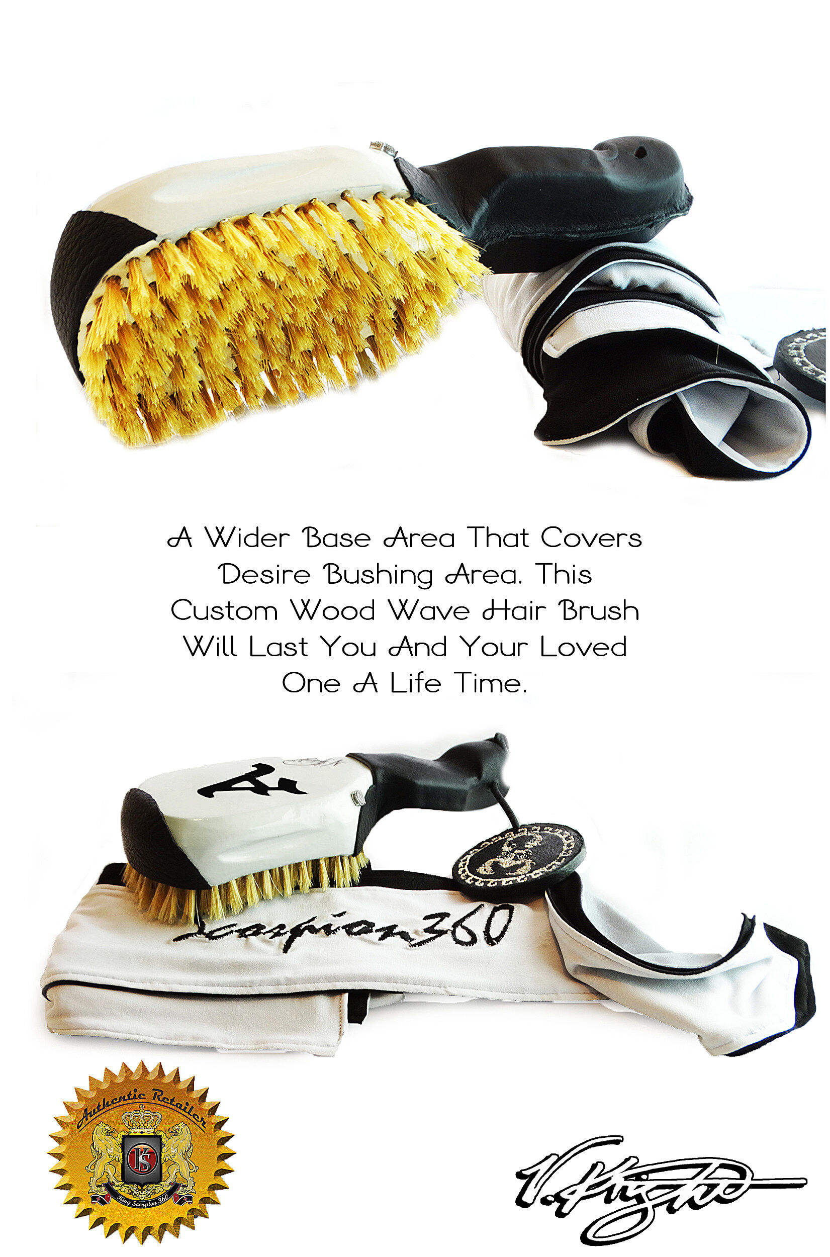 King Scorpion 360 Leather Grip Wave Brush