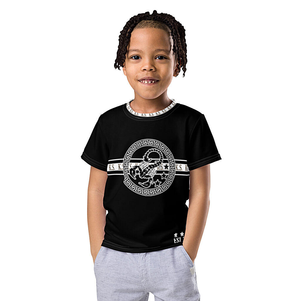 King Scorpion 360 Kids Crew Neck T-Shirt Black/White