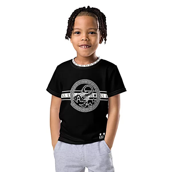 King Scorpion 360 Kids Crew Neck T-Shirt Black/White