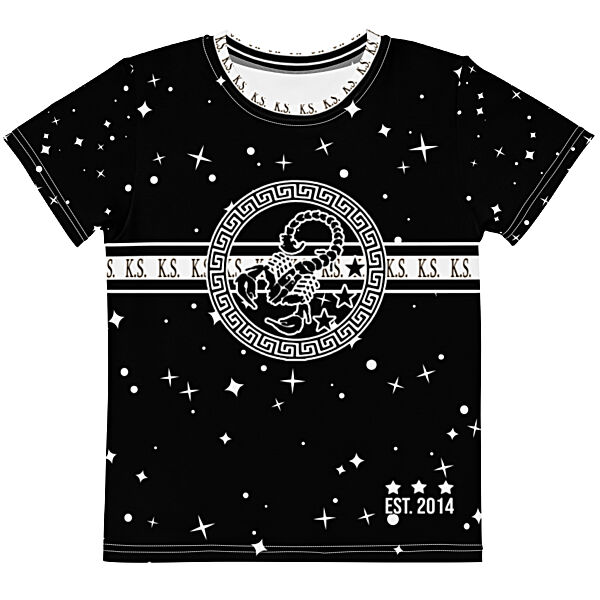 King Scorpion 360 Kids Crew Neck T-Shirt Black/White Star Light