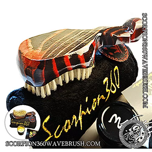King Scorpion 360 Medium Hard Long Handle Wave Brush | Dark Champaign
