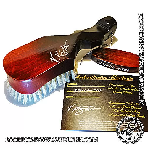 King Scorpion 360 Medium Hard Long Handle Wide Mouth Wave Brush | Wine