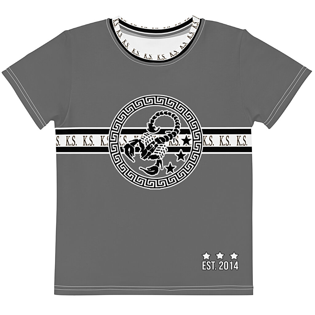 King Scorpion 360 Kids Crew Neck T-Shirt | Grey