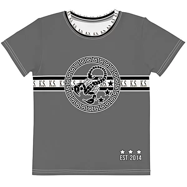 King Scorpion 360 Kids Crew Neck T-Shirt | Grey