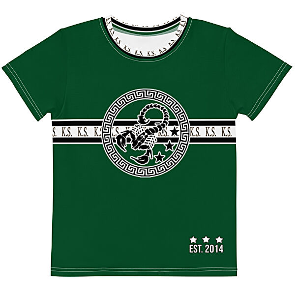 King Scorpion 360 Kids Crew Neck T-Shirt | Forest Green