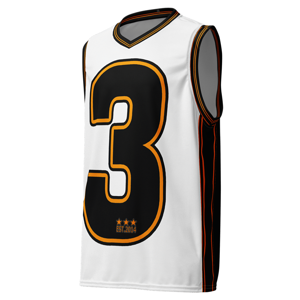 King Scorpion 360 Recycled Unisex Basketball Jersey | White, Black & Orange