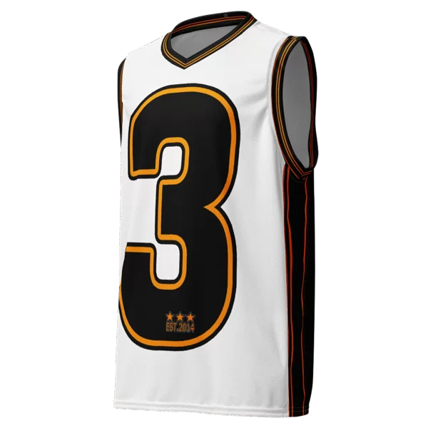 King Scorpion 360 Recycled Unisex Basketball Jersey | White, Black & Orange