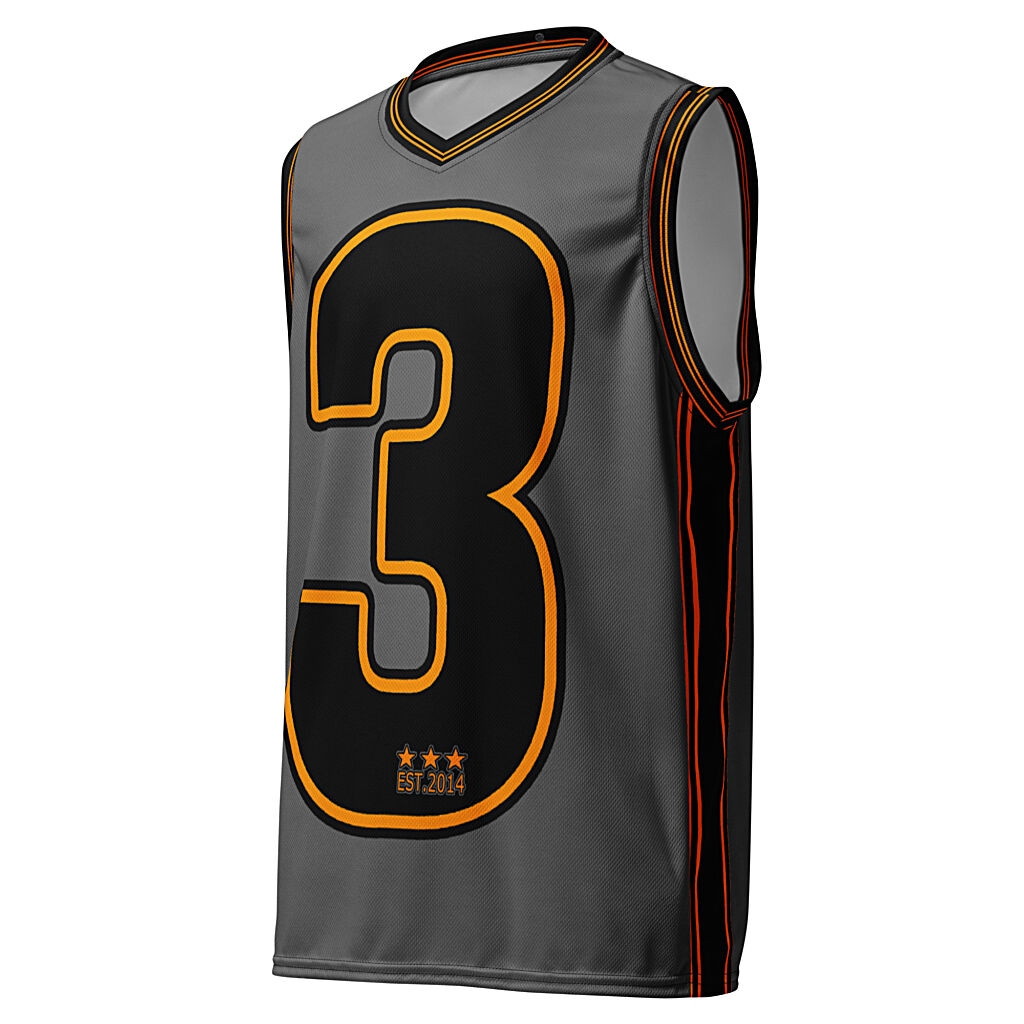King Scorpion 360 Recycled Unisex Basketball Jersey | Grey/Black/Orange