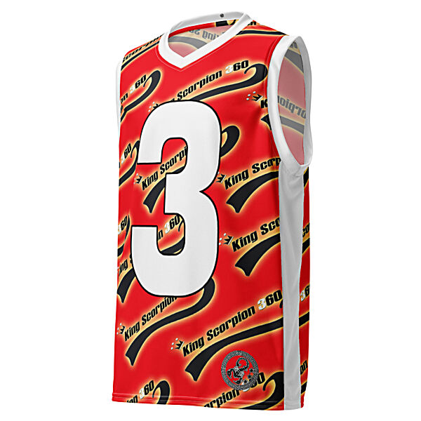 King Scorpion 360 Recycled Basketball Jersey | Red/Black/White
