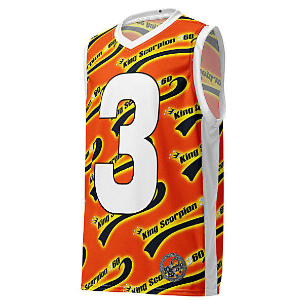 King Scorpion 360 Recycled Basketball Jersey | Orange/Black/White