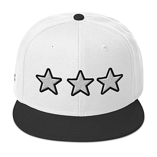 KS3 Black White Embroidered Snapback Hat