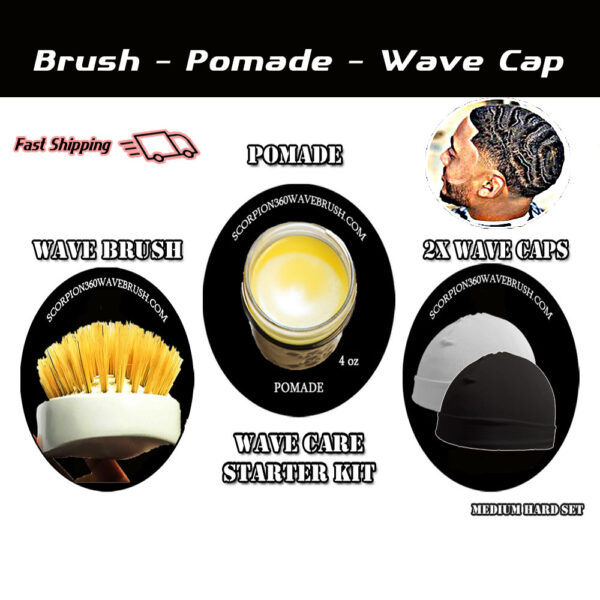 360 Waves Kit | Wave Brush-Pomade-2 Silk Wave Caps | Special Offer