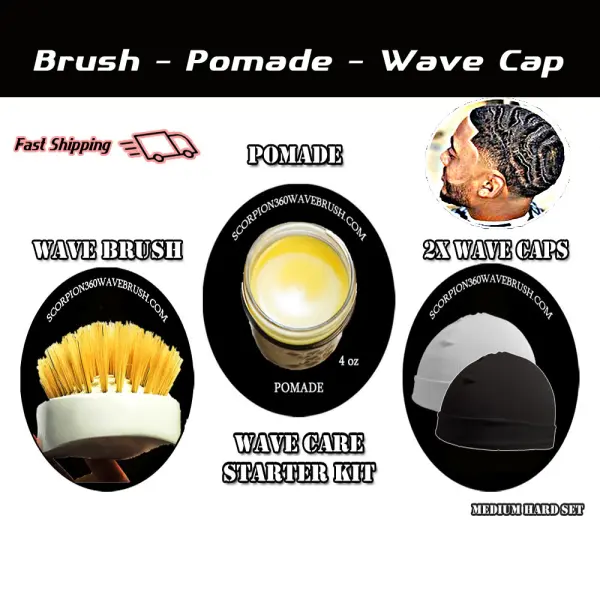 360 Waves Kit | Wave Brush-Pomade-2 Silk Wave Caps | Special Offer