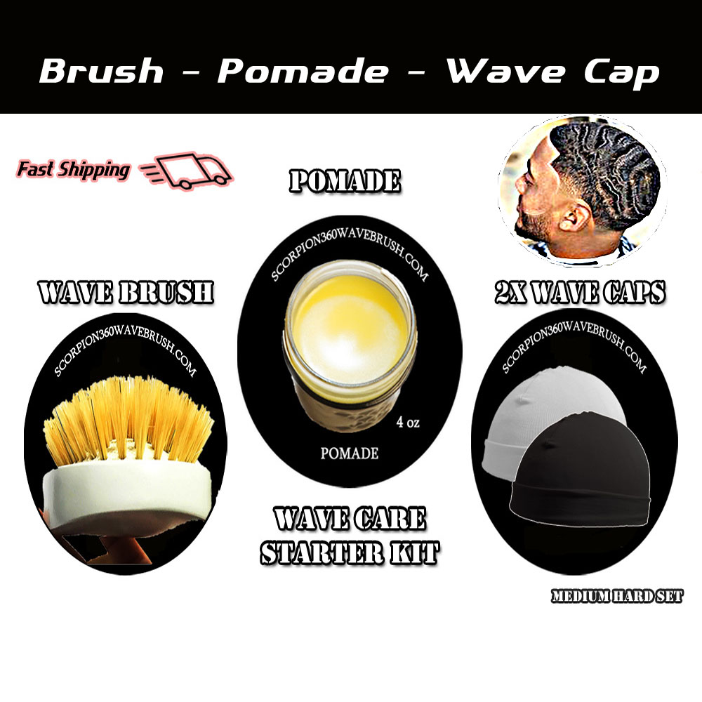 360 Waves Kit | Wave Brush-Pomade-2 Silk Wave Caps | Special Offer