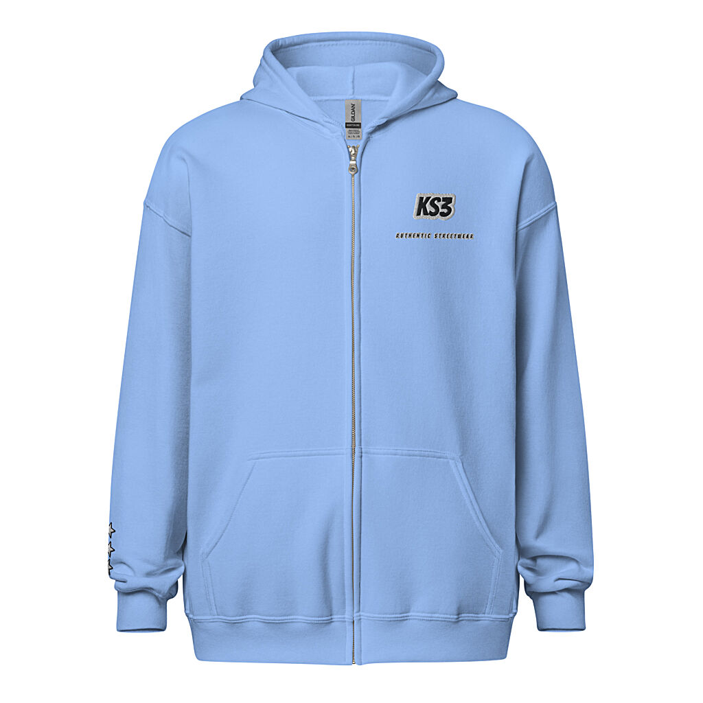 Gildan Unisex Heavy Blend 50/50 Embroidered Full Zip Hoodie | S-3XL | Carolina Blue