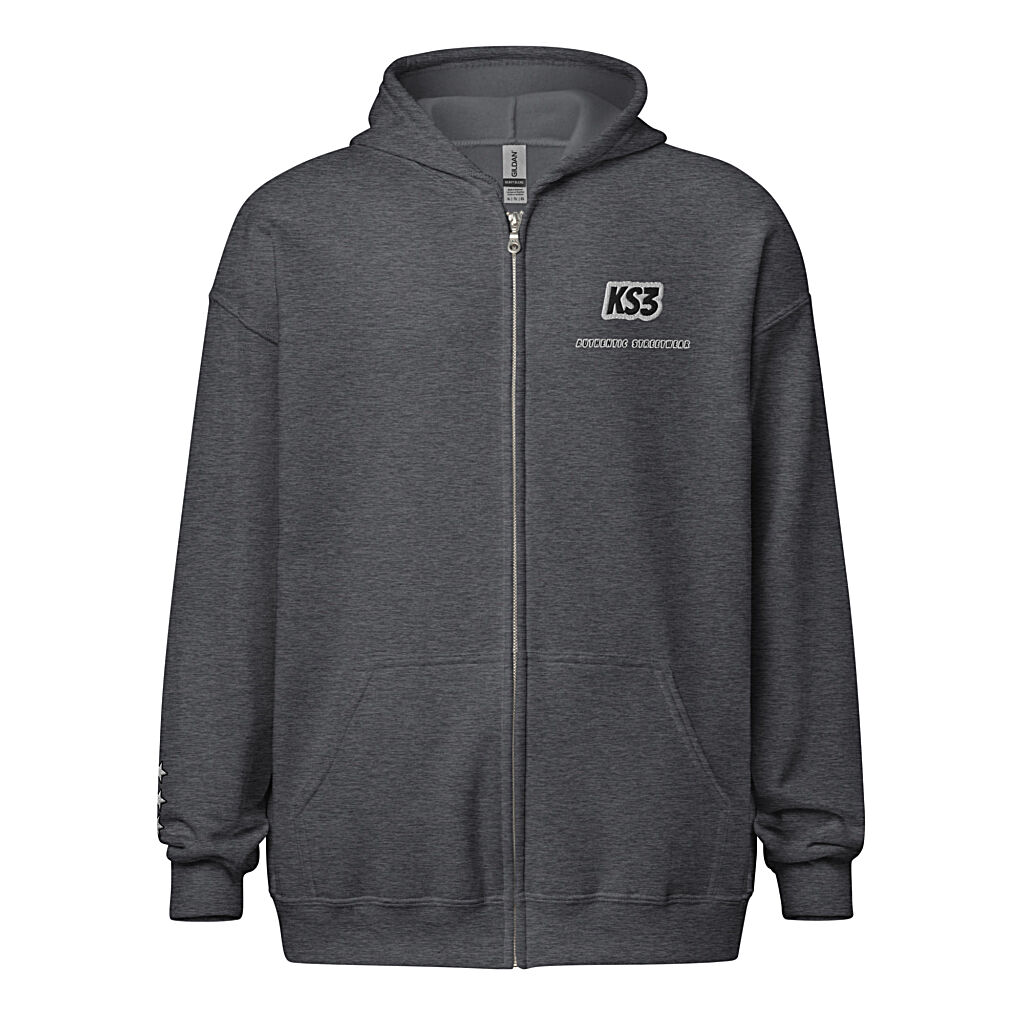 Gildan Unisex Heavy Blend 50/50 Embroidered Full Zip Hoodie | S-3XL | Dark Heather