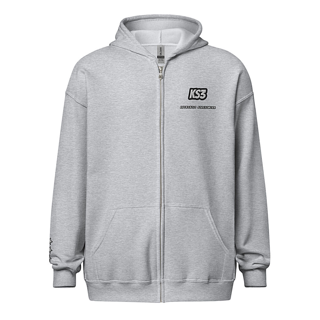 Gildan Unisex Heavy Blend 50/50 Embroidered Full Zip Hoodie | S-5XL | Sport Grey