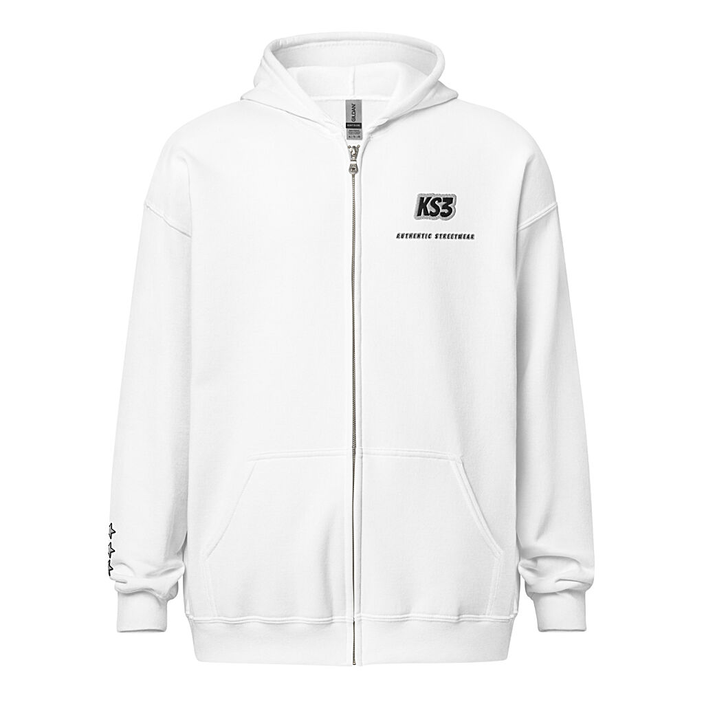 Gildan Unisex Blend 50/50 Full Zip Embroidered Hoodie | S-3XL | White
