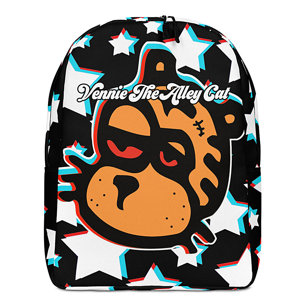 Vennie The Cat Minimalist Backpack | 3D Black