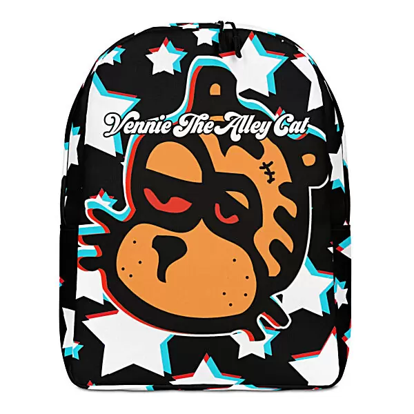 Vennie The Cat Minimalist Backpack | 3D Black