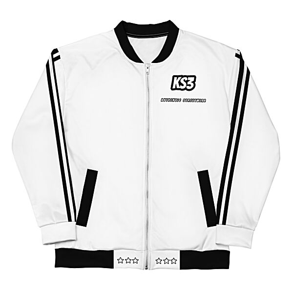 KS3 Unisex Bomber Jacket | XS-3XL White/ Black