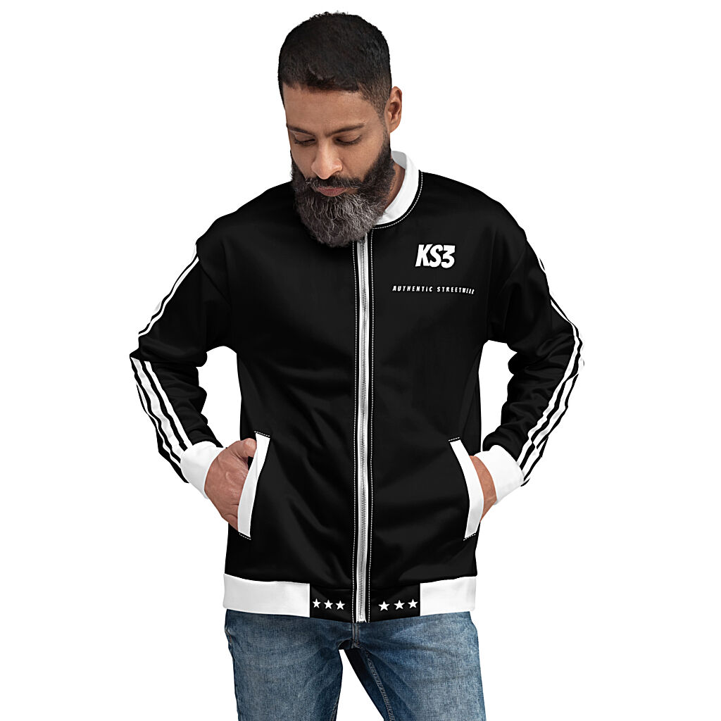 KS3 Unisex Bomber Jacket | XS-3XL Black/ White