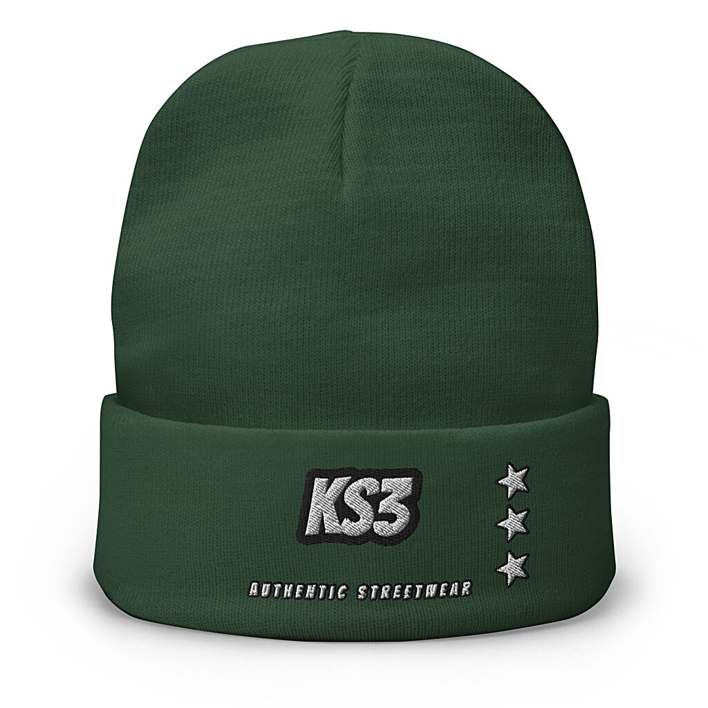 KS3 Embroidered Beanie | Dark Green