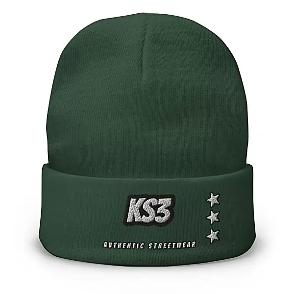 KS3 Embroidered Beanie | Dark Green