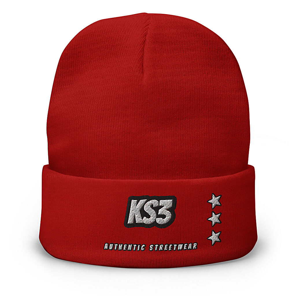 KS3 Embroidered Beanie | Red