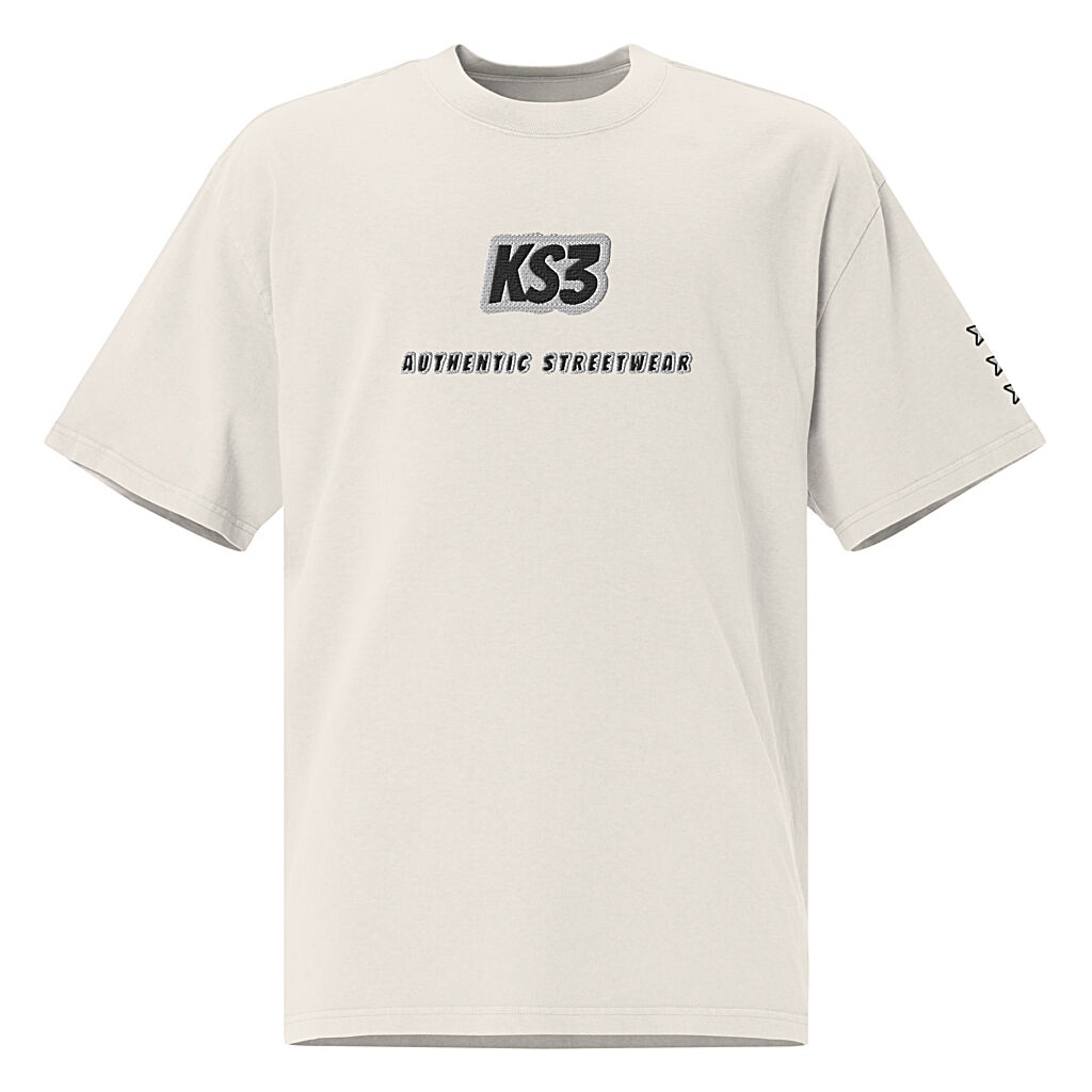 KS3 Oversized Faded Embroidered T-Shirt | Bone