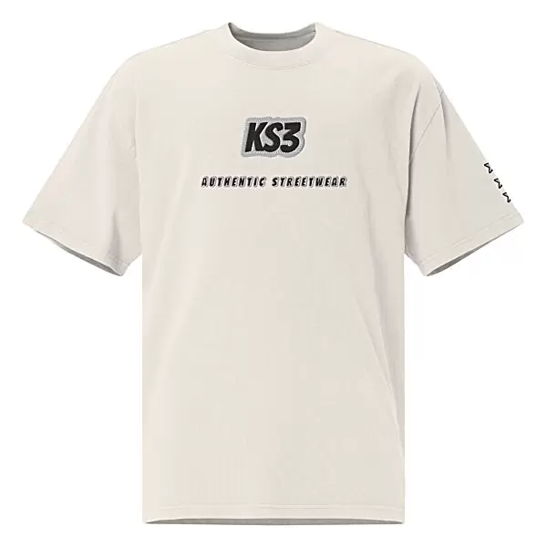 KS3 Oversized Faded Embroidered T-Shirt | Bone