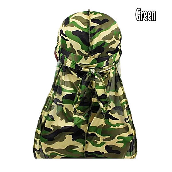 Army Green Silk Camo Fat-lace Du-rag | Du-Rag | Do-rag | Headwear Bandanas Headwear