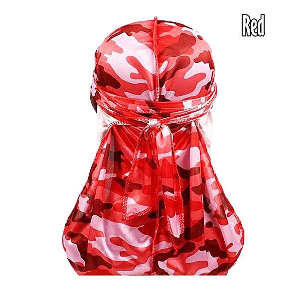 Red Silk Camo Fat-lace Du-rag | Du-Rag | Do-rag | Headwear Bandanas Headwear