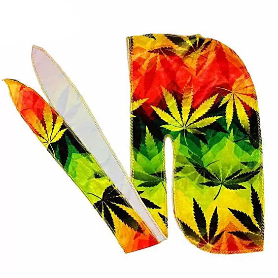 Premium Fat-Lace Velvet Du-rag | Urban Leaf Print