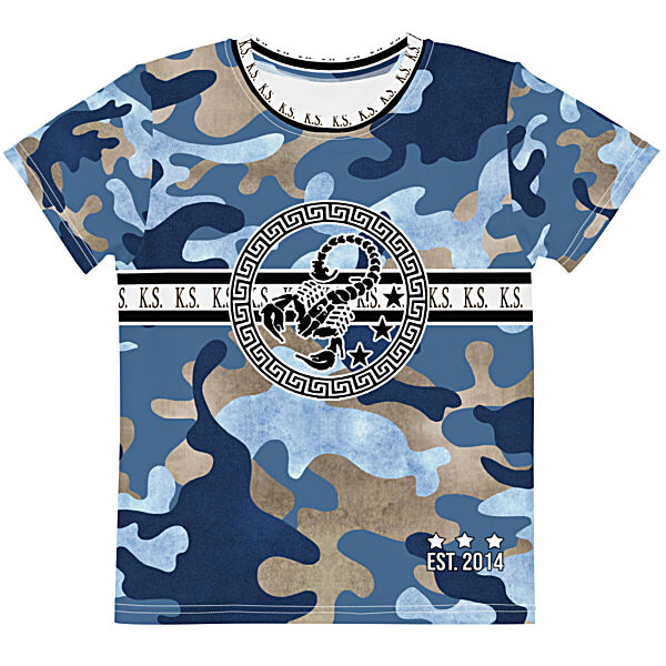 King Scorpion 360 Kids Crew Neck T-Shirt | Abstract Camo 01