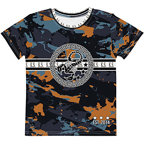 King Scorpion 360 Kids Crew Neck T-Shirt | Abstract Camo 02