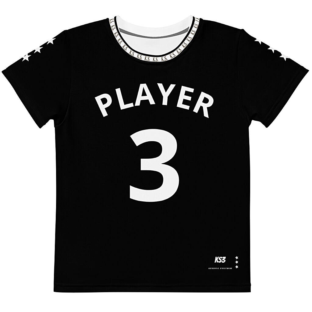 King Scorpion 360 Player 3 Kids Crew Neck T-Shirt | Black/White 2T-7