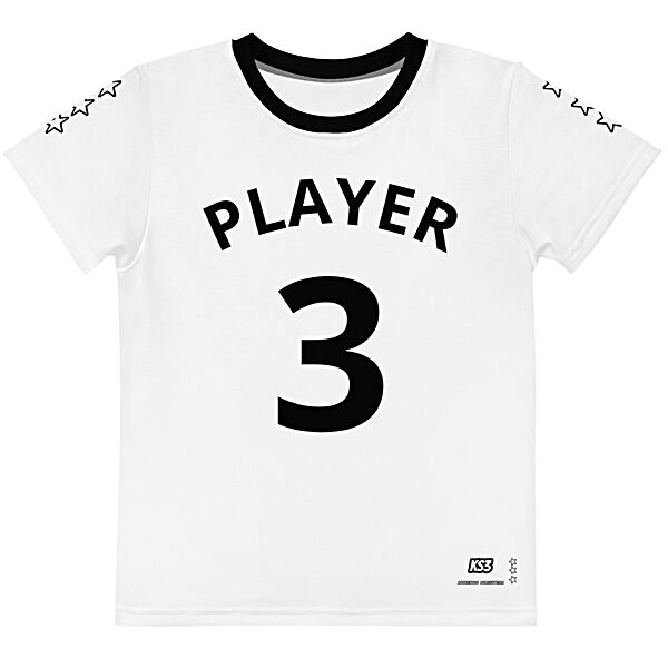 King Scorpion 360 Player 3 Kids Crew Neck T-Shirt | White/Black 2T-7