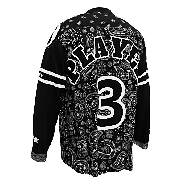 KS3 Unisex Hockey Fan Jersey | Black/White 2XS-6XL | Paisley Print
