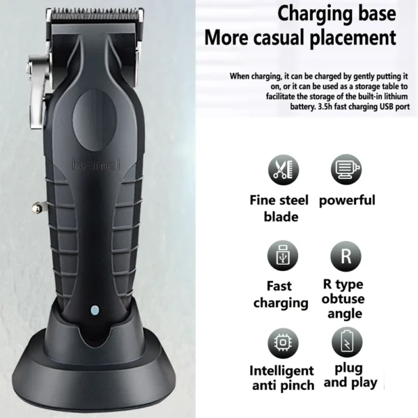 KEMEI-2296 Professional Adjustable Hair Clipper with Charging Base