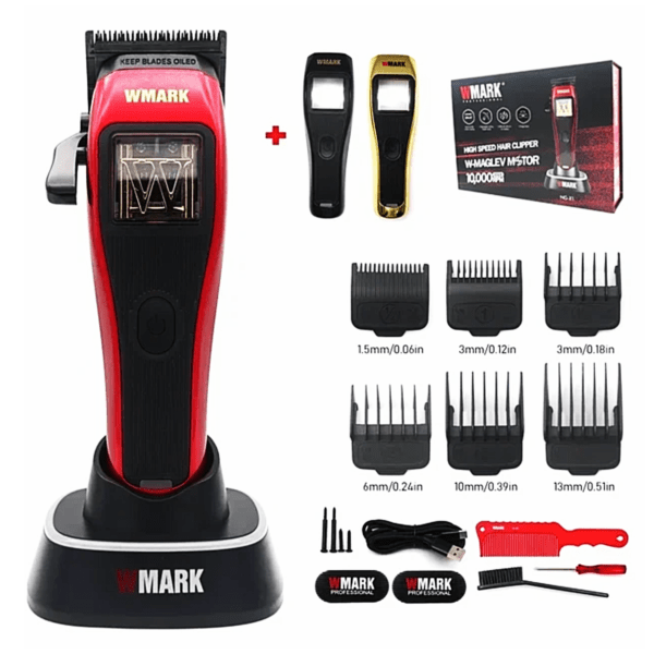 WMARK NG-X1 | Professional Men’s Magnetic Vector Motor Adjustable Hair Clipper with Charger Base