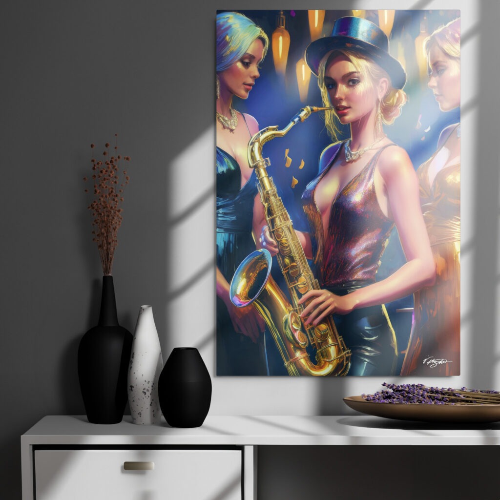 Metal Print Wall Art by V. Knight | #CA6 - 754 | Saxophone Collection