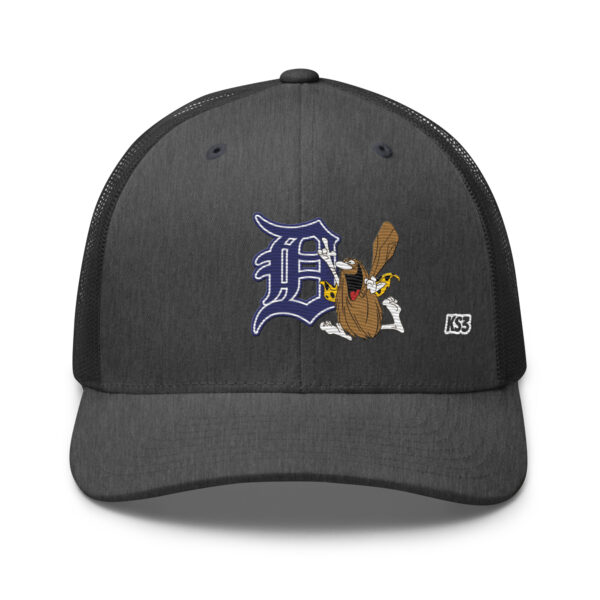 KS3 | Detroit "D" Retro Trucker Cap | Dark Heather Gray | Blue/White "D"