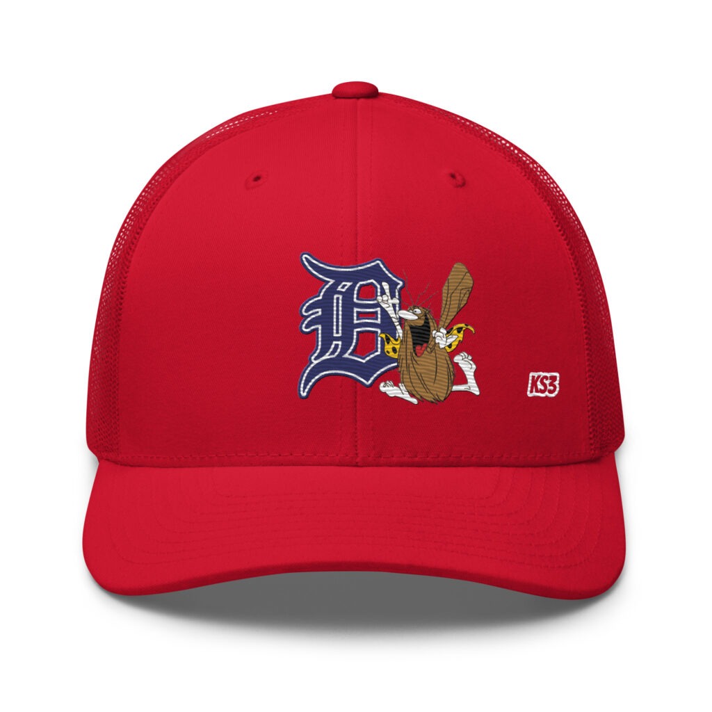 KS3 | Detroit "D" Retro Trucker Cap | Red | Blue/White "D"