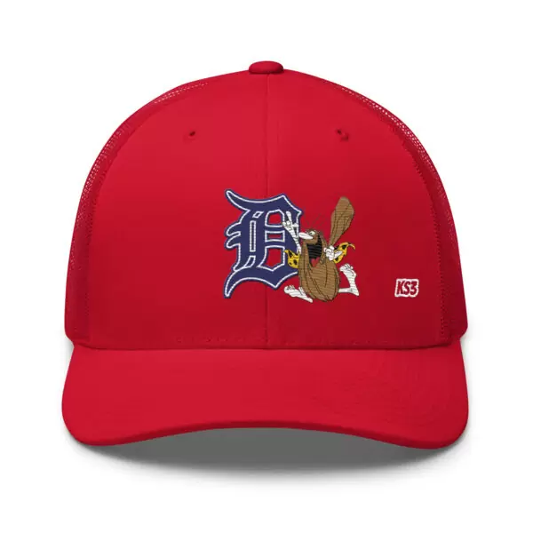 KS3 | Detroit "D" Retro Trucker Cap | Red | Blue/White "D"