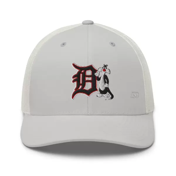 KS3 | Detroit "D" Retro Trucker Cap | Silver | Black/White/Red "D"