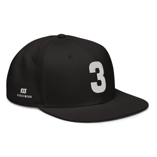 KS3 | Number 3 Snapback Cap | Black/ White